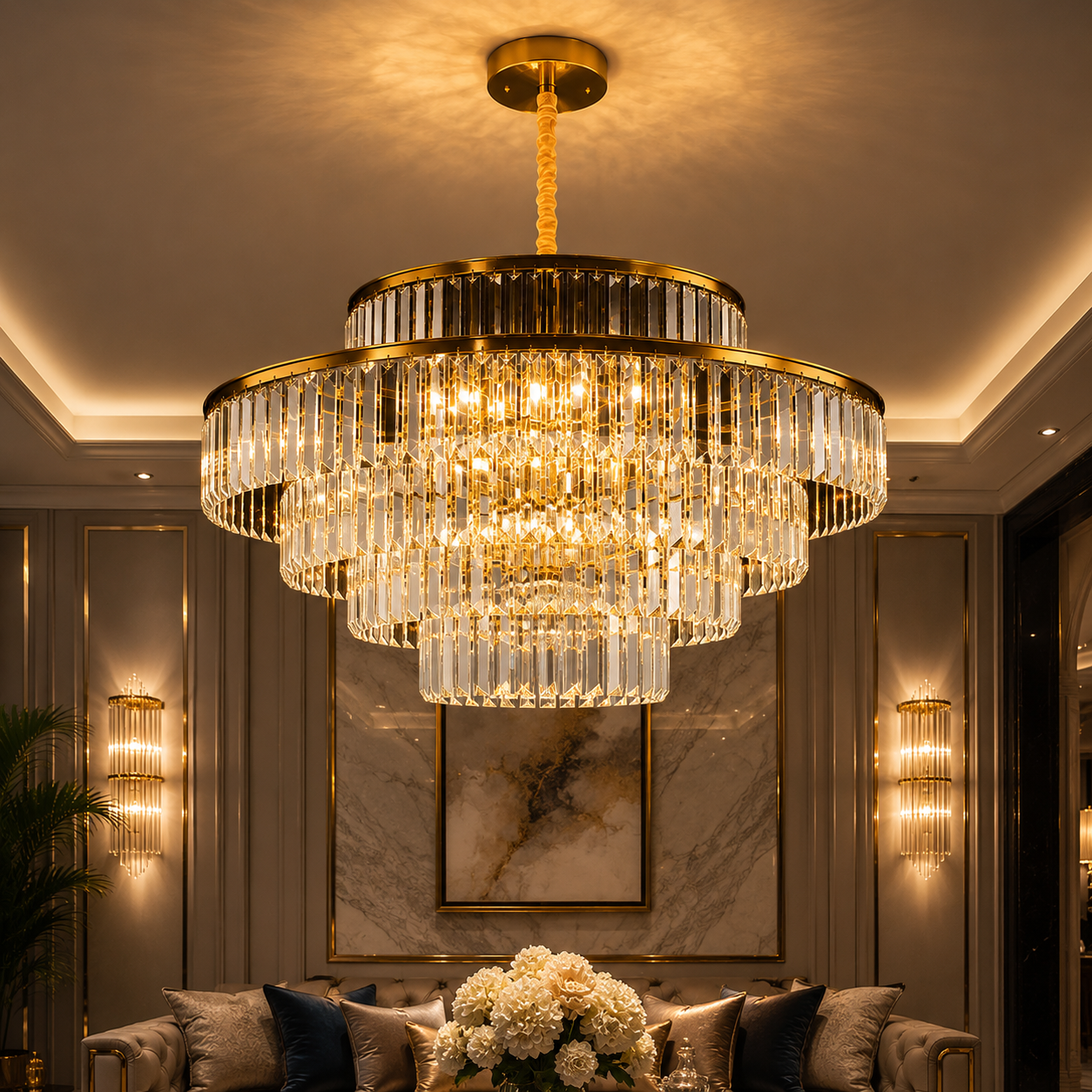 Chambord – Kristall Kronleuchter Rund Gold – Esszimmer
