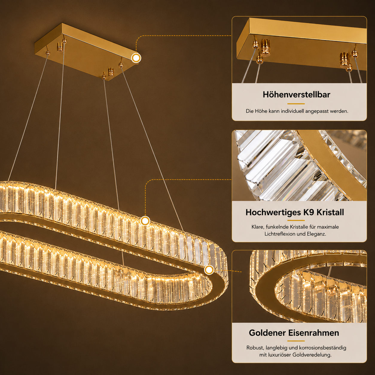 Versailles – Kristall Kronleuchter Gold Chrom – Modern