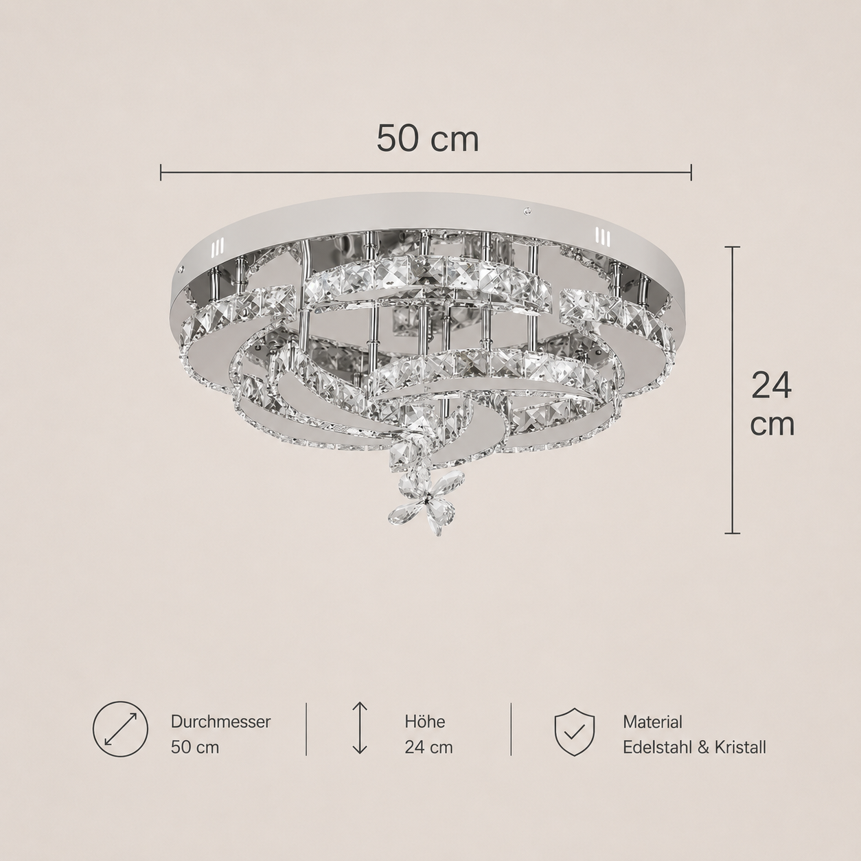 Bellecour – Kristall Kronleuchter Flach – Niedrige Decke