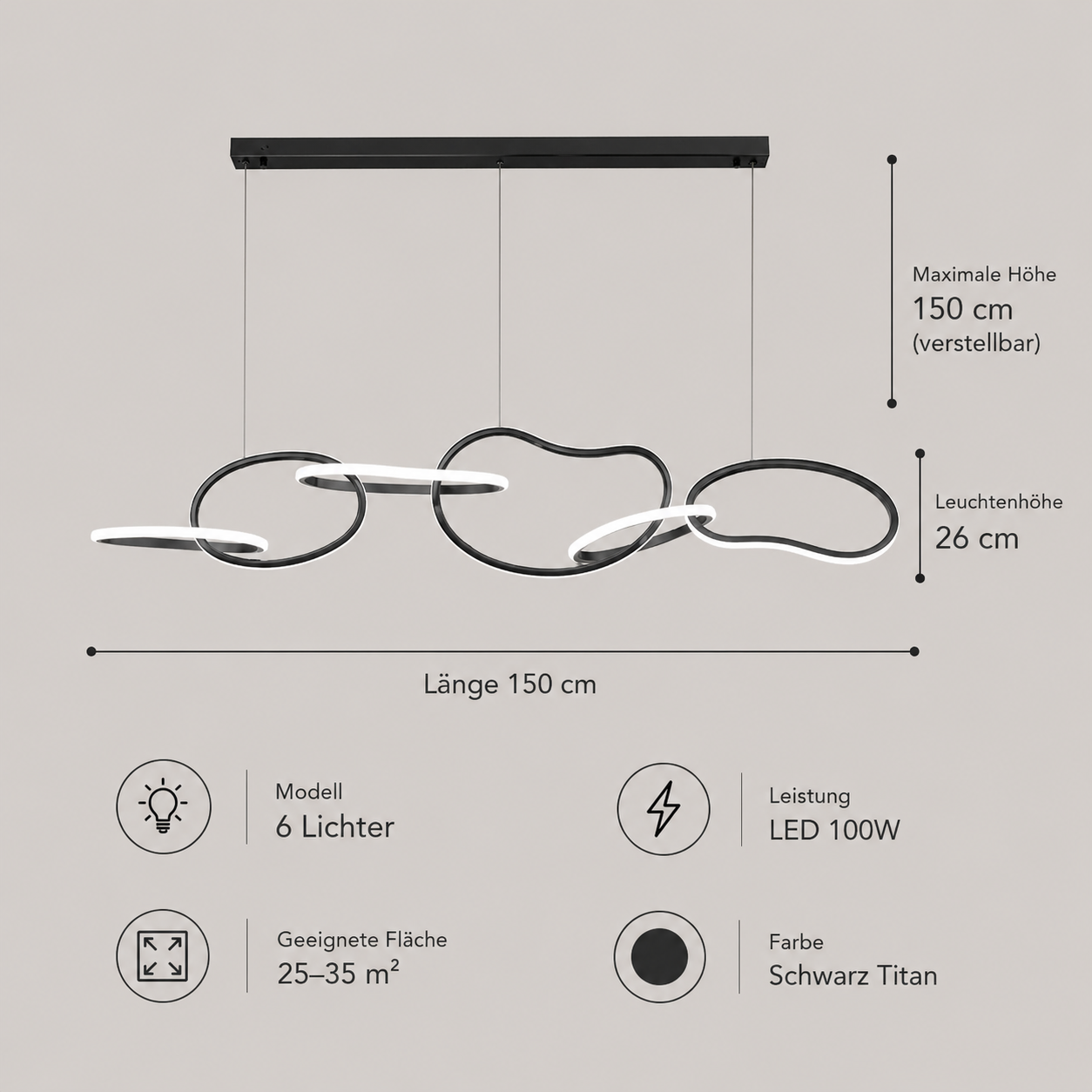 Saint-Germain – Design Pendelleuchte Metall Modern – Esstisch