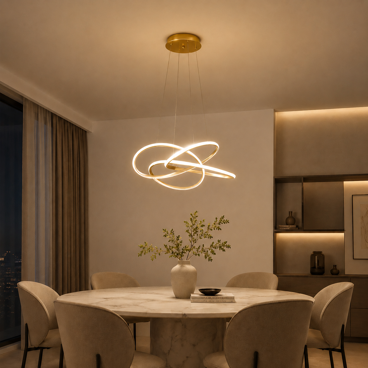 Rosalie – Ring Pendelleuchte LED Gold Schwarz – Esstisch