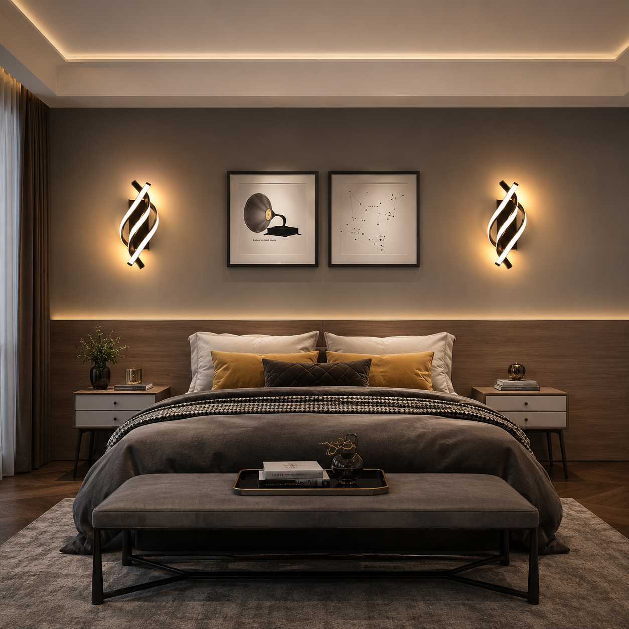 Beaumont – Wandleuchte Geschwungen Modern Weiß Schwarz