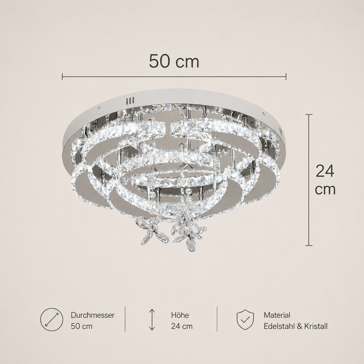 Bellecour – Kristall Kronleuchter Flach – Niedrige Decke
